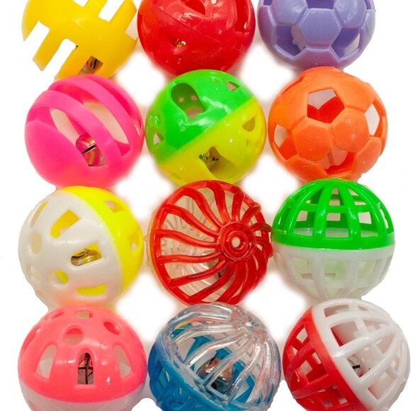 12PCS Value Pack Plastic Ball Cat Toys Lattice Balls with Bell Jingle Kitten Toy - Picture 7 of 7